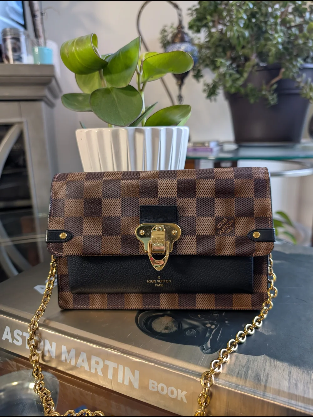 Louis Vuitton Brown Damier Ebène and Black Envelope Crossbody with Gold Hardware - Picture 2 of 16